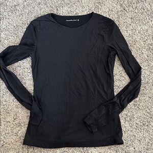 Abercrombie & Fitch Black Crew Neck Top - Soft Matte Seamless - Medium